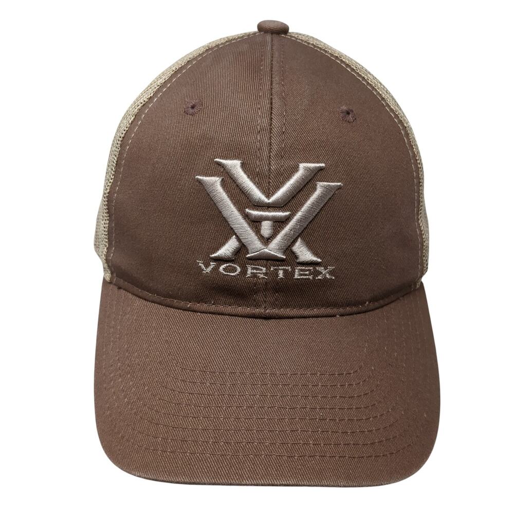 Vortex Snapback Mesh Back Trucker Hat Brown One Size Embroidered Outdoor